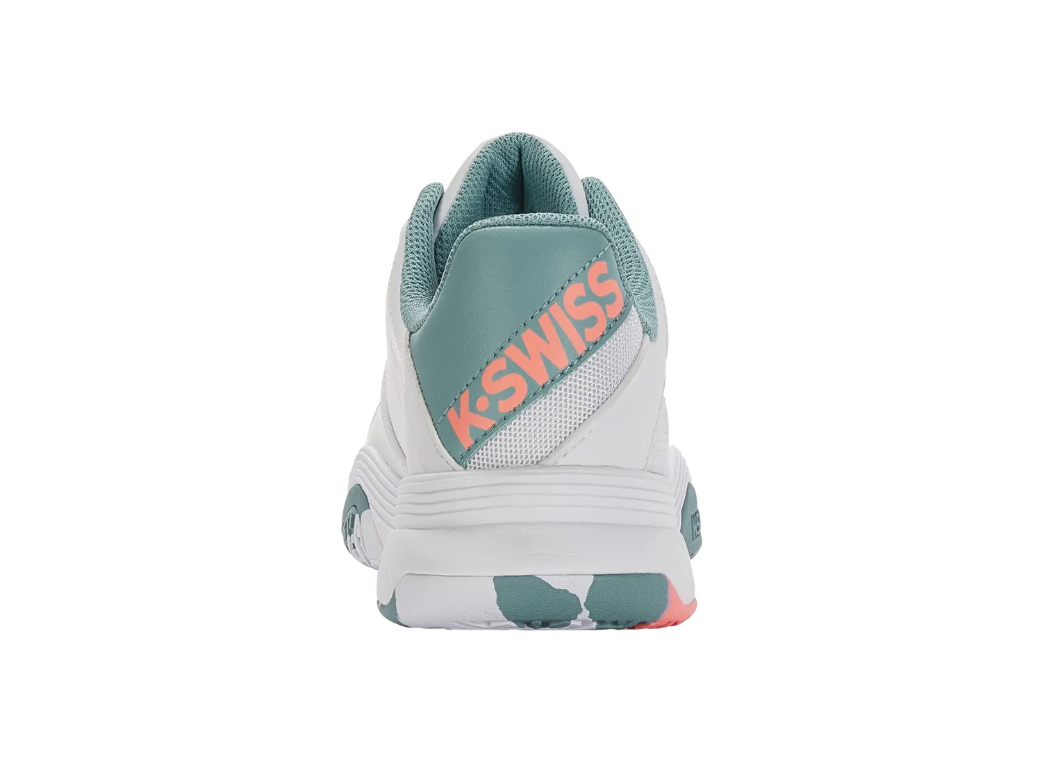 K-Swiss Kids Court Express Omni Tennis Shoes in White/Nile Blue/Desert Flower
