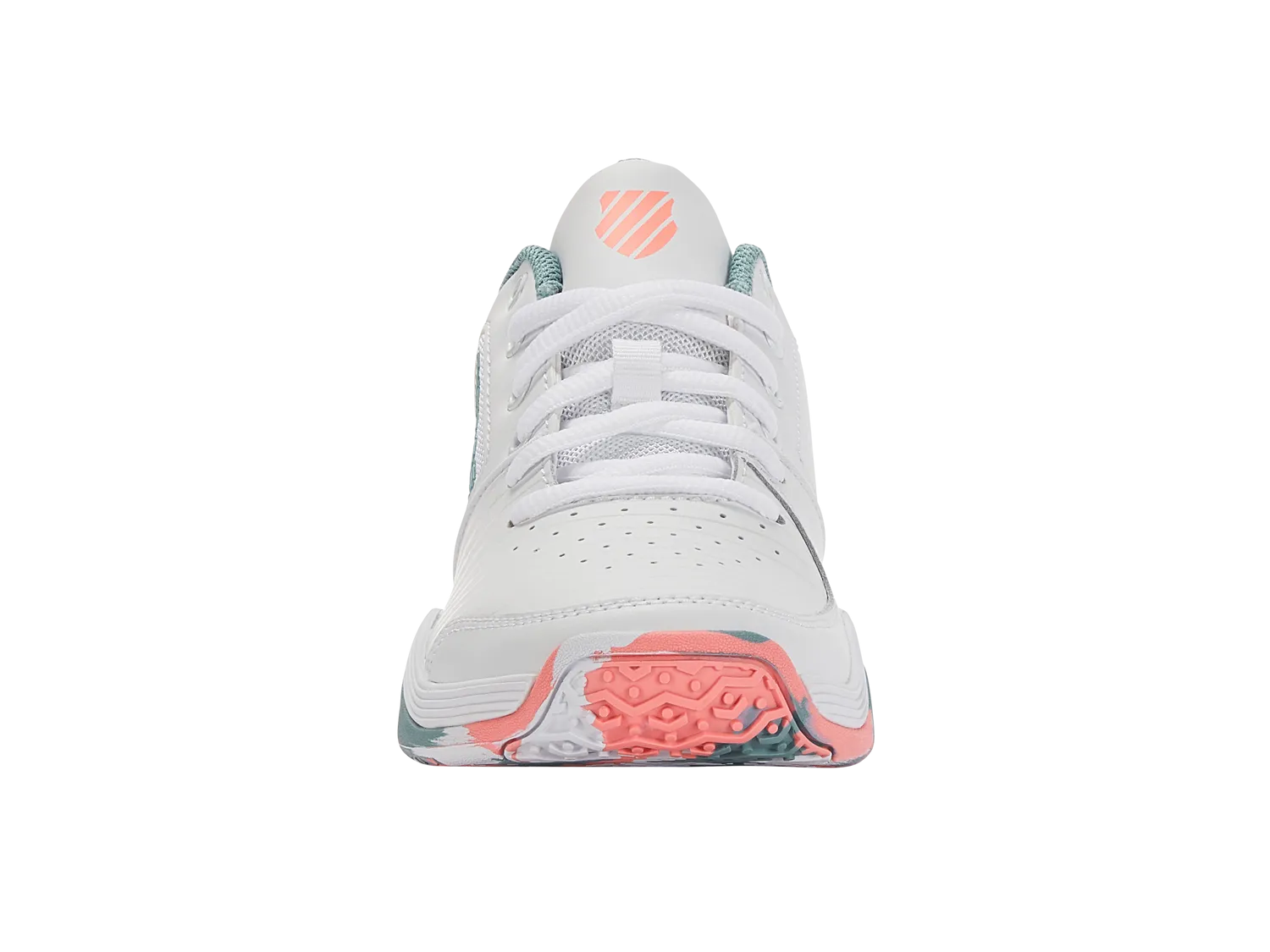 K-Swiss Kids Court Express Omni Tennis Shoes in White/Nile Blue/Desert Flower
