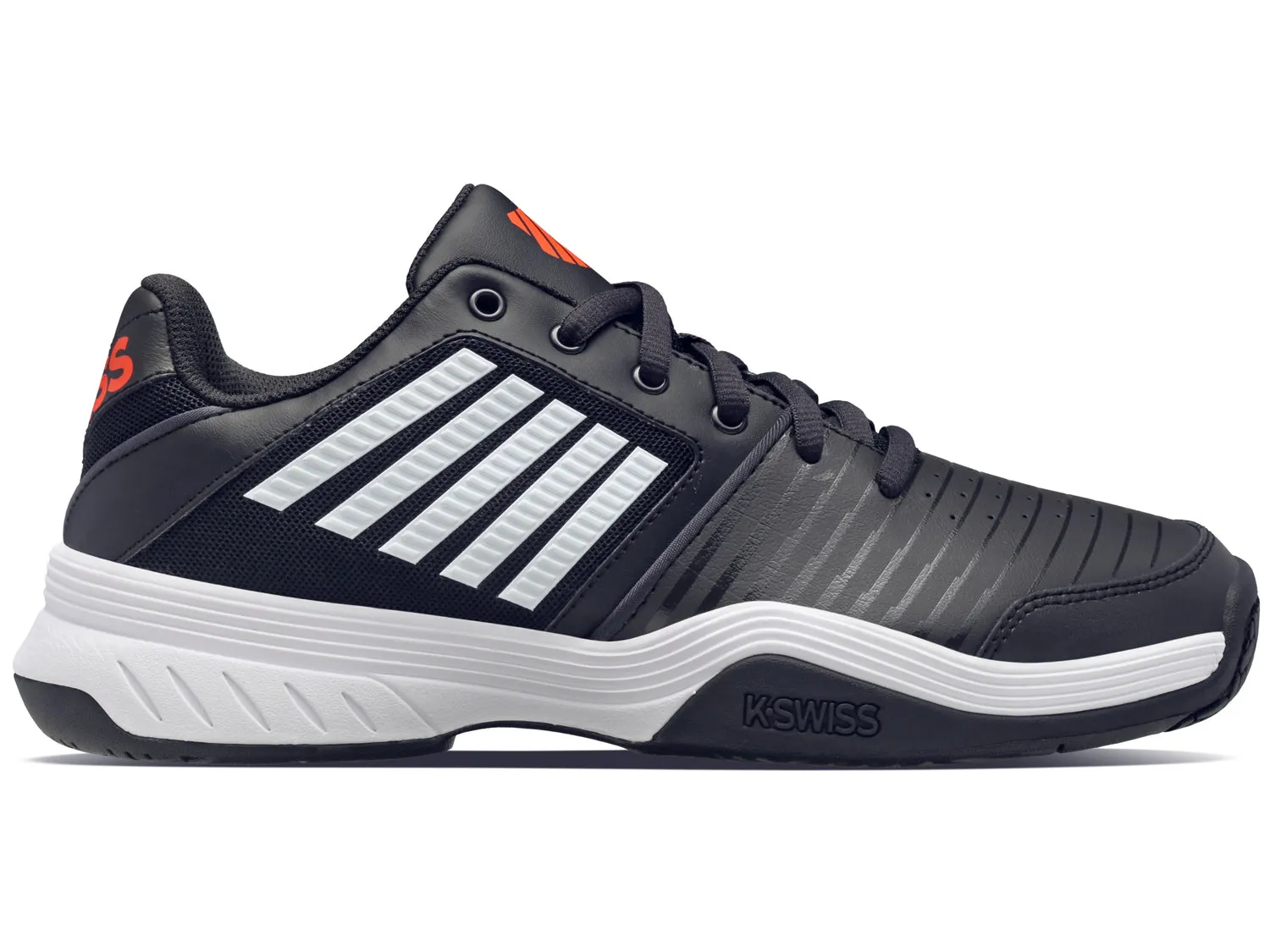 K-Swiss Men's Court Express Tennis Shoes in Jet Black/White/Spicy Orange