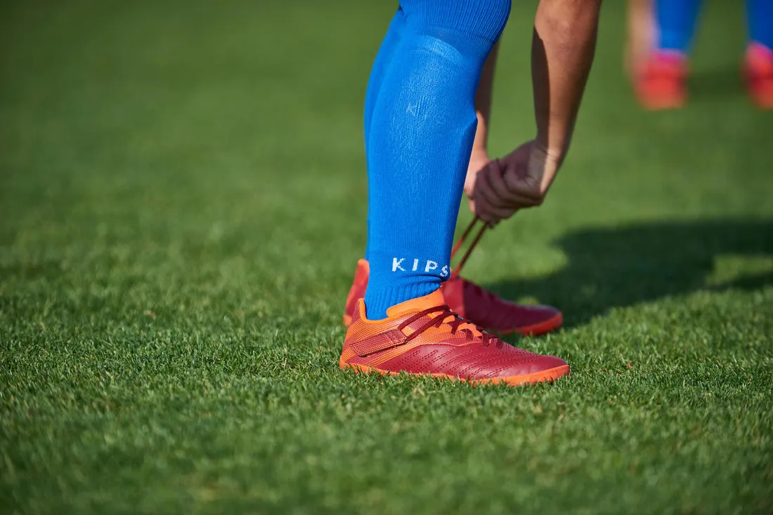 Kids' Dry Pitch Football Boots with Rip-Tabs Agility 140 FG - Blue/Yellow