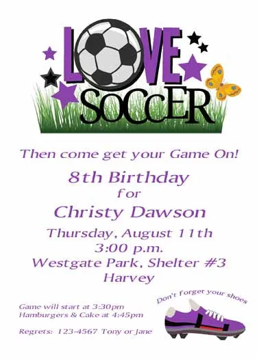 LOVE SOCCER CUSTOM INVITATION