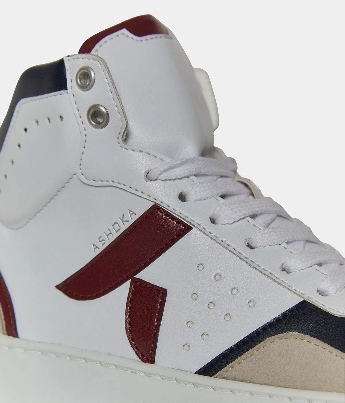 Mateo Unisex Biosourced & Recycled High-Top Sneakers | Burgundy & Navy