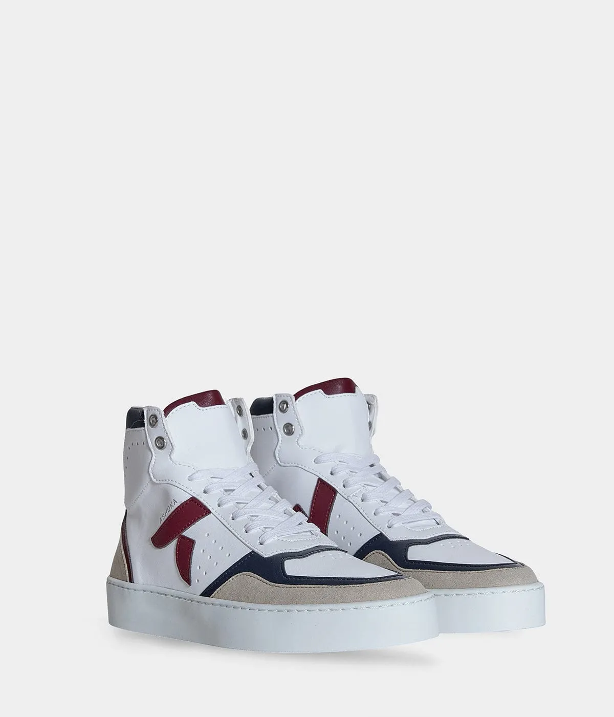Mateo Unisex Biosourced & Recycled High-Top Sneakers | Burgundy & Navy
