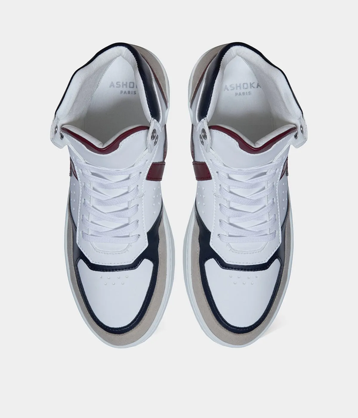 Mateo Unisex Biosourced & Recycled High-Top Sneakers | Burgundy & Navy