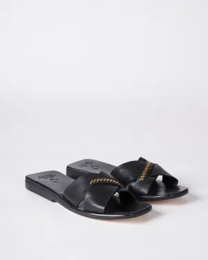 maya cross band sandal - black