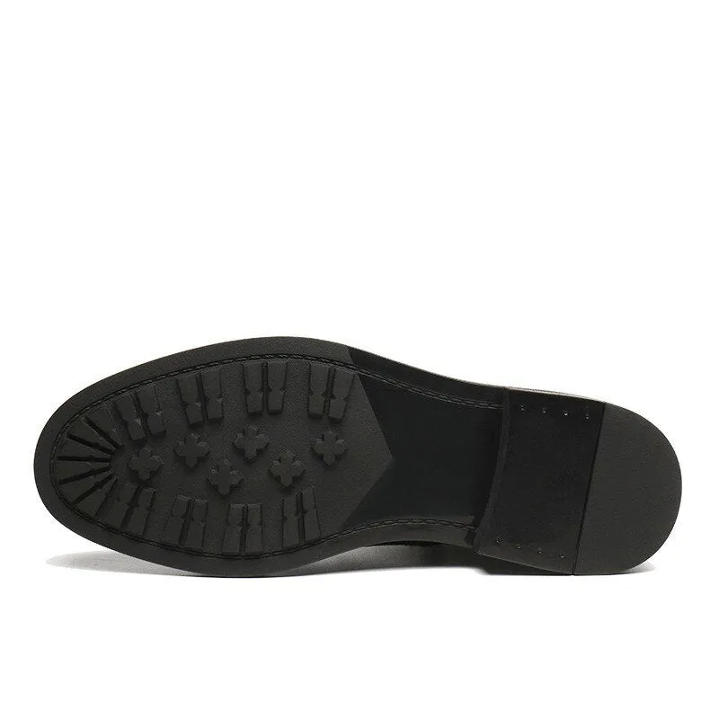 Men  Stone Pattern Embossing Safety Shoes Motorcycle Boots