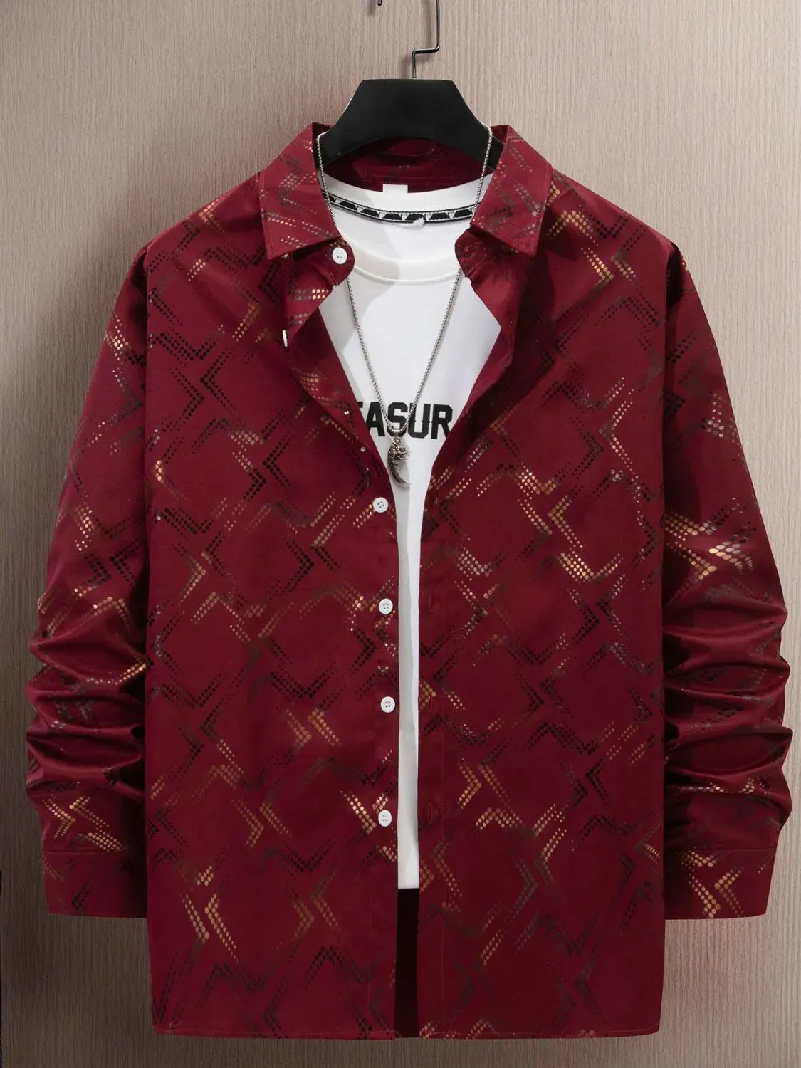 Men's Full Size Button Up Long Sleeve Shirt Plus Size