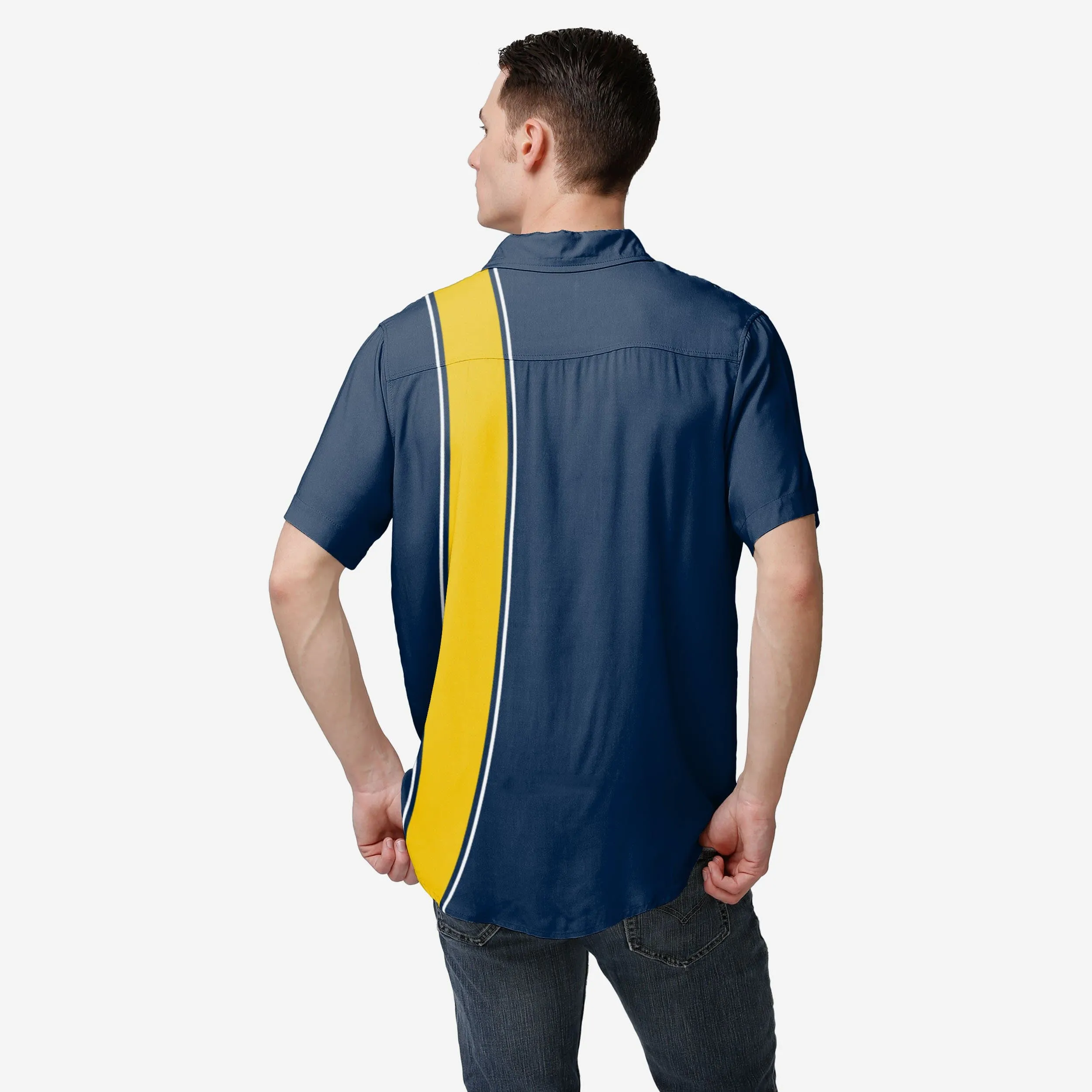 Michigan Wolverines Bowling Stripe Button Up Shirt