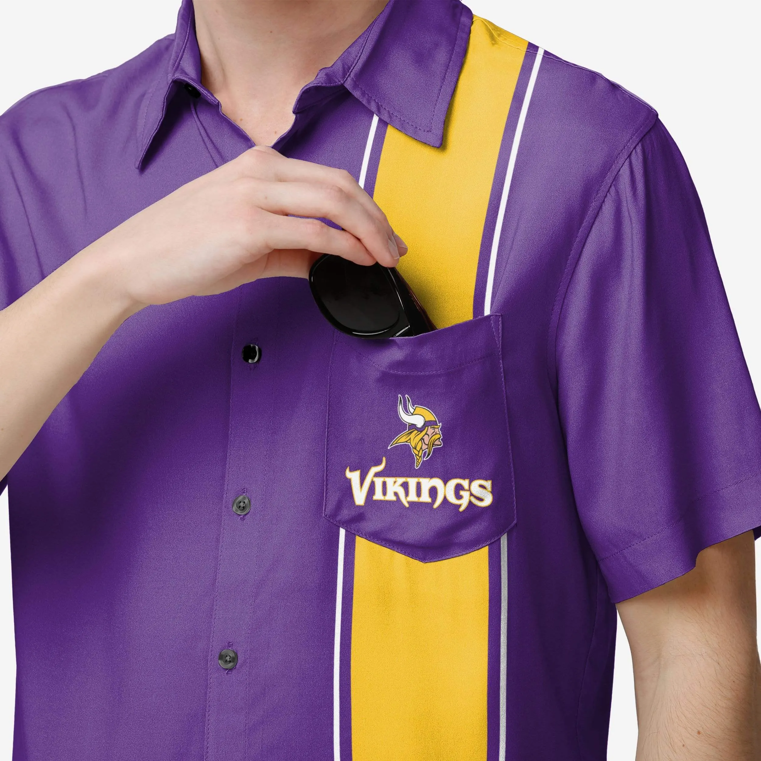 Minnesota Vikings Bowling Stripe Button Up Shirt