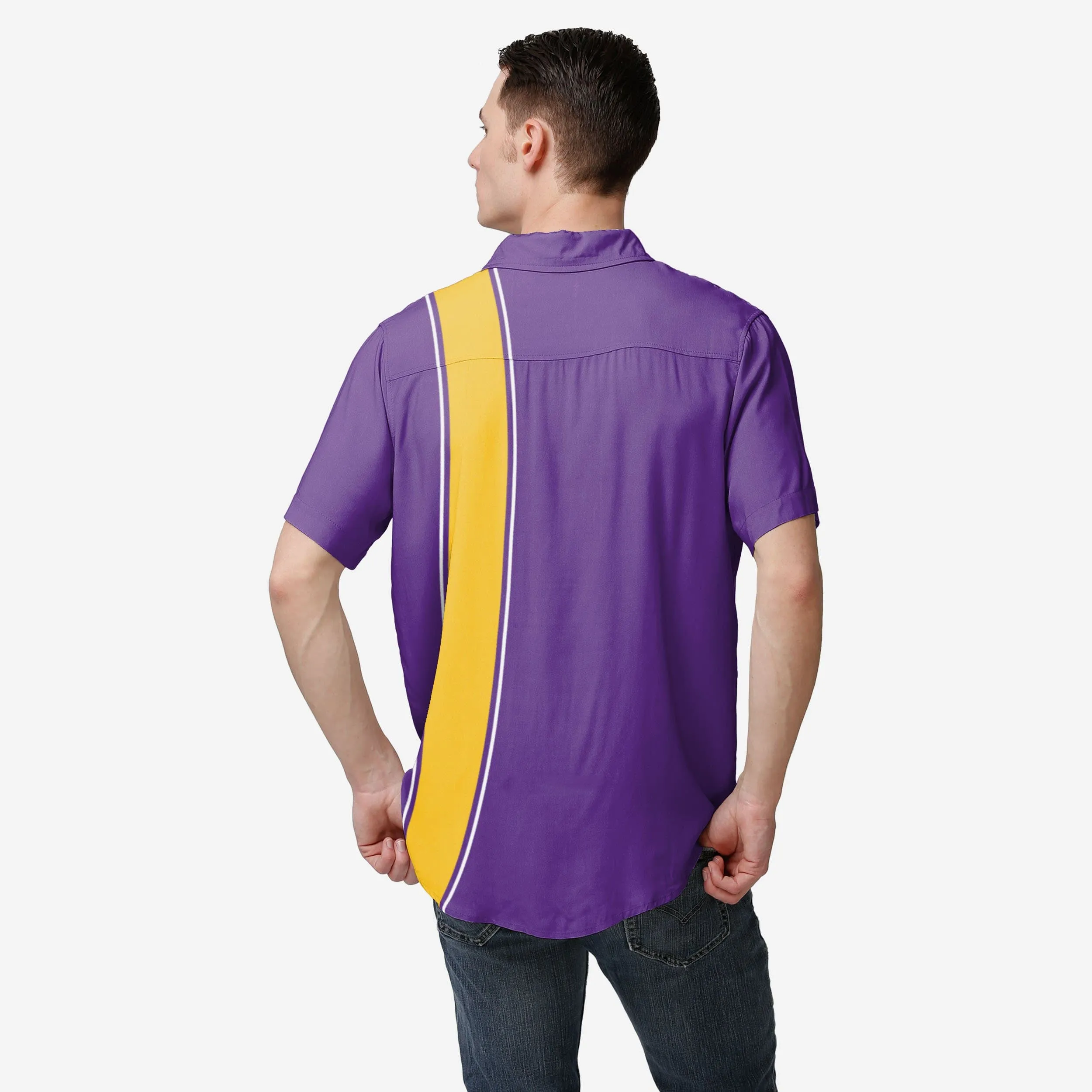 Minnesota Vikings Bowling Stripe Button Up Shirt