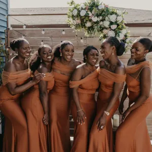 Mismatched Straight Tulle Mermaid Long Bridesmaid Dresses, BDS0143