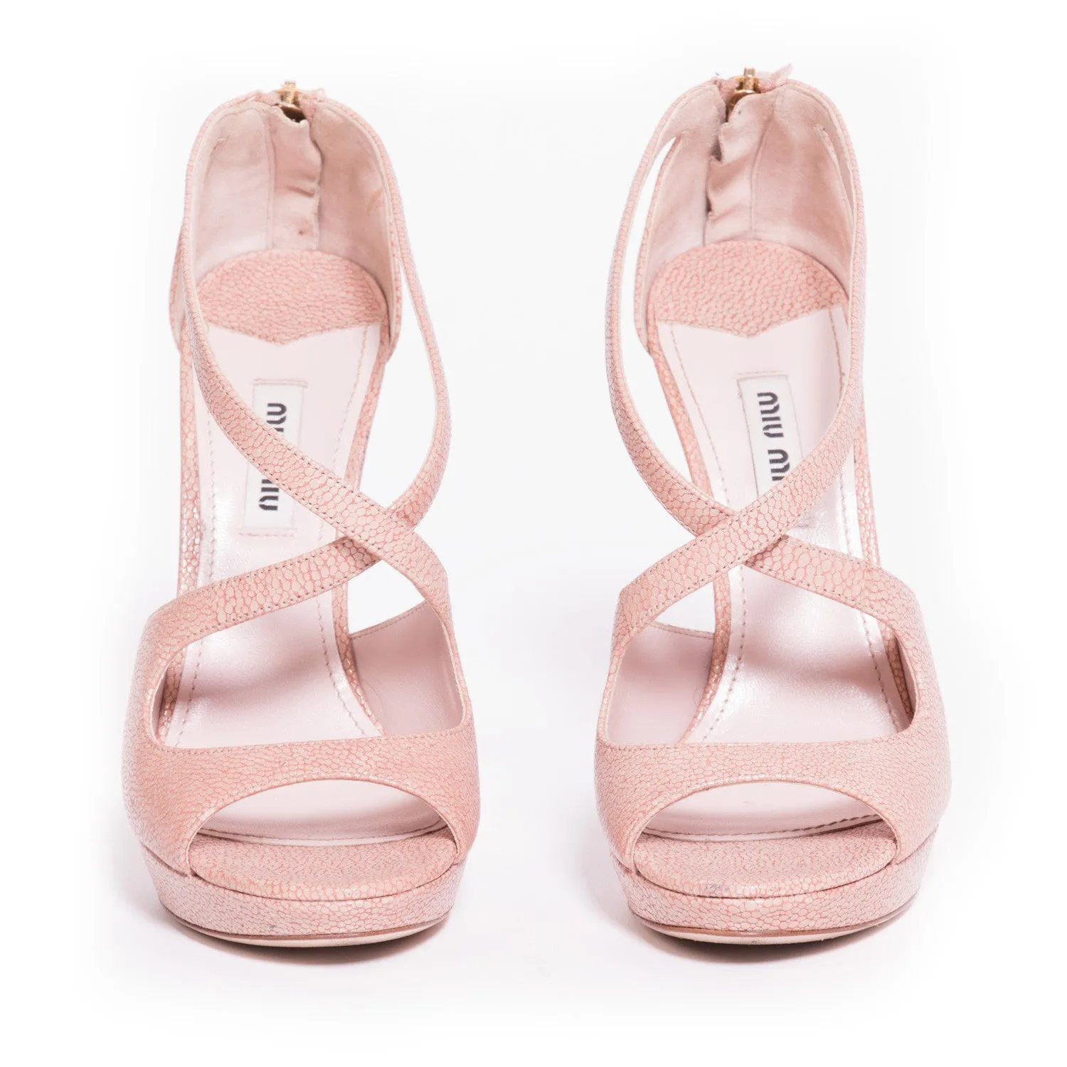 Miu Miu Nude Leather Sandals