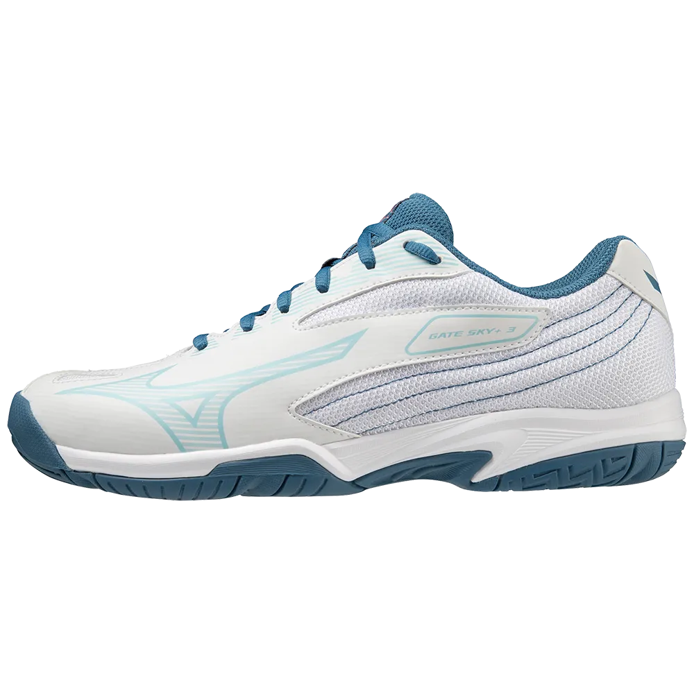 Mizuno Gate Sky Plus 3 Badminton Shoes (White/Tanager Turquoise/Blue Ashes)