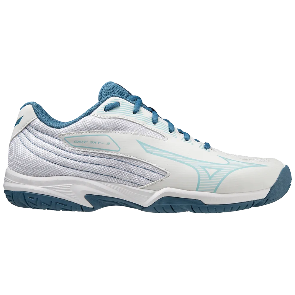 Mizuno Gate Sky Plus 3 Badminton Shoes (White/Tanager Turquoise/Blue Ashes)
