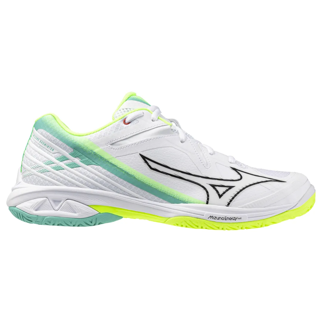 Mizuno Wave Claw 3 2024 Unisex Badminton Shoes (White/Black/Mizuno Neo Lime)