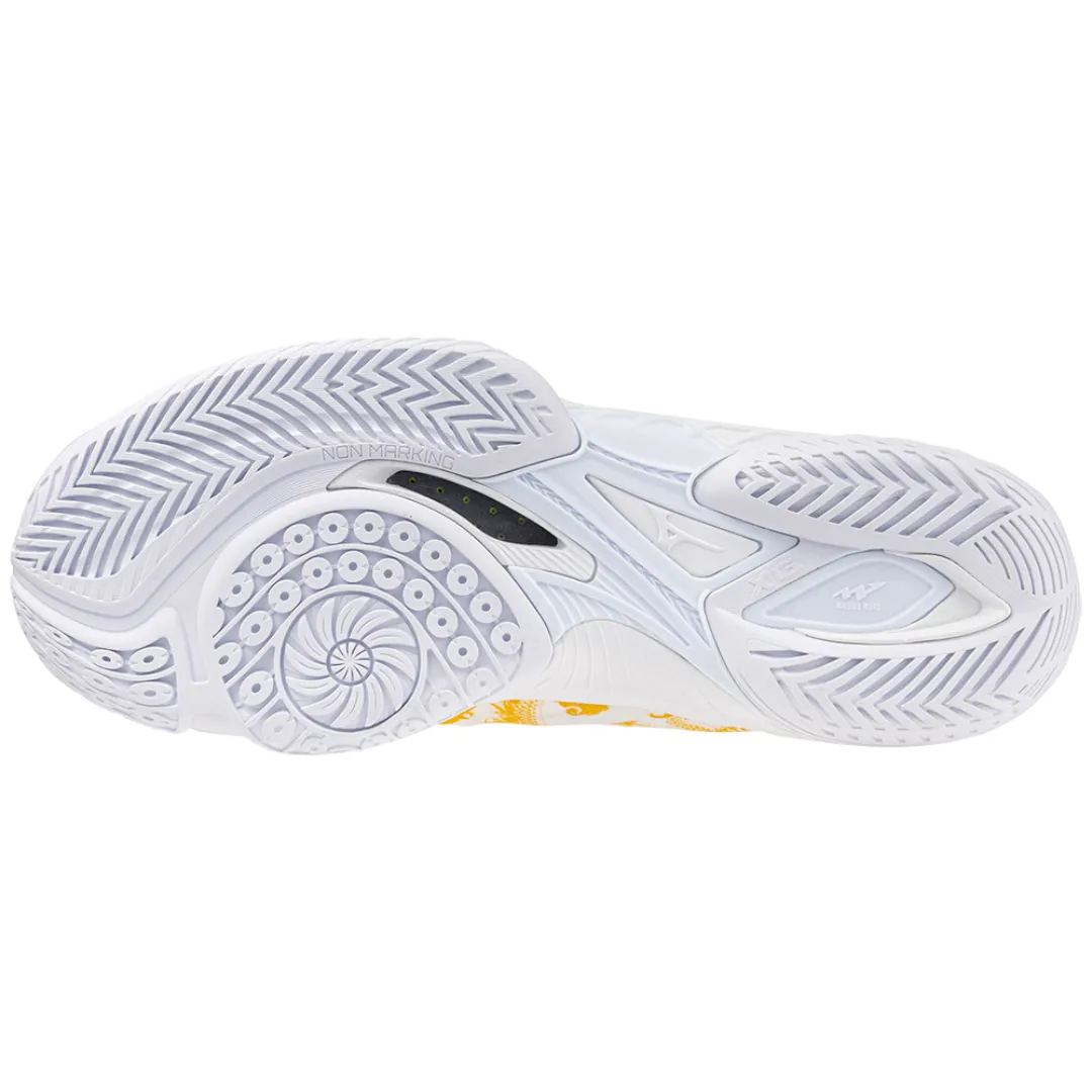 Mizuno Wave Claw Neo 2 2024 Unisex Badminton Shoes (White/Black Oyster/MP Gold)