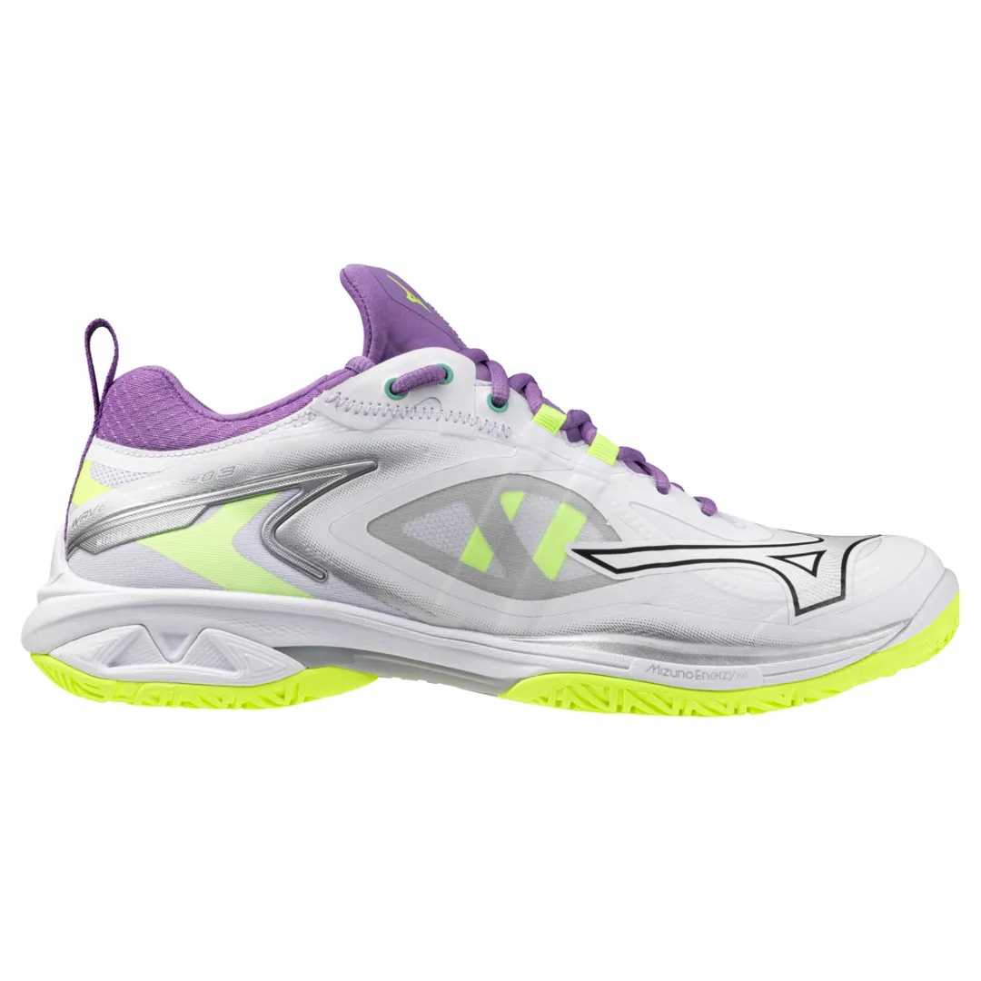 Mizuno Wave Claw Neo 3 2024 Unisex Badminton Shoes (White/Mizuno Neo Lime/Lavender)