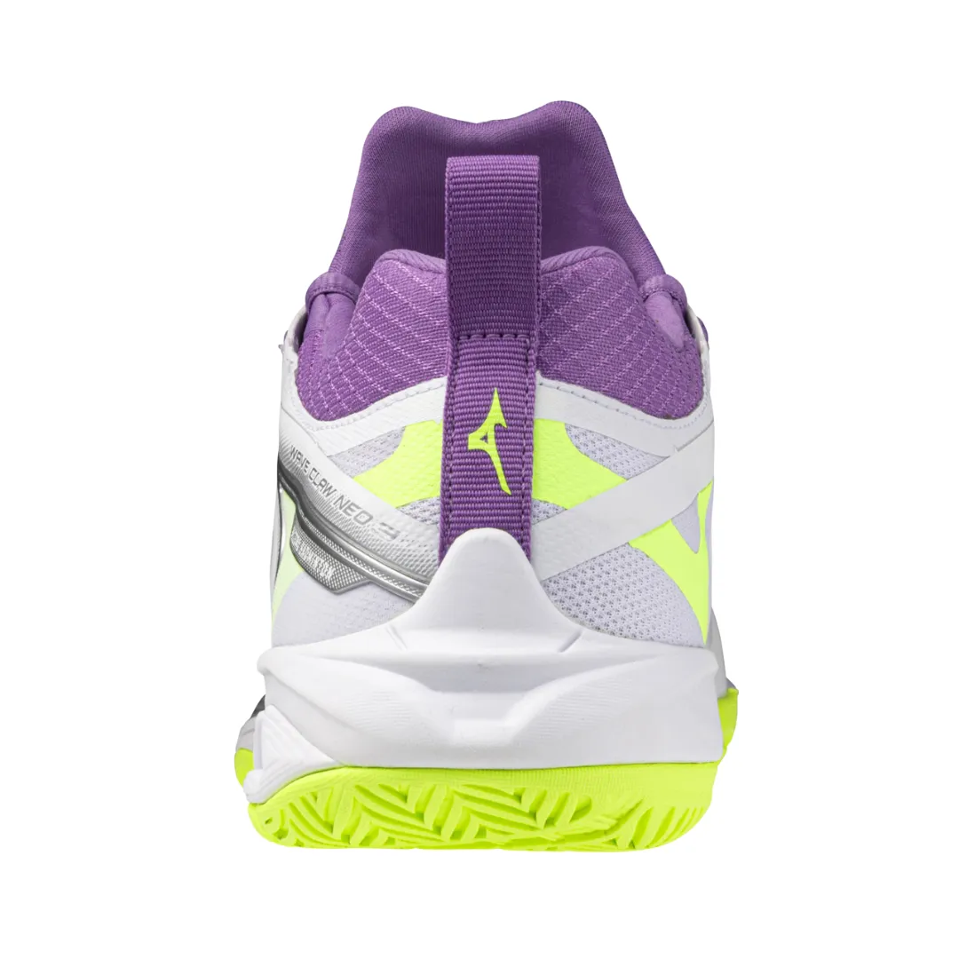 Mizuno Wave Claw Neo 3 2024 Unisex Badminton Shoes (White/Mizuno Neo Lime/Lavender)