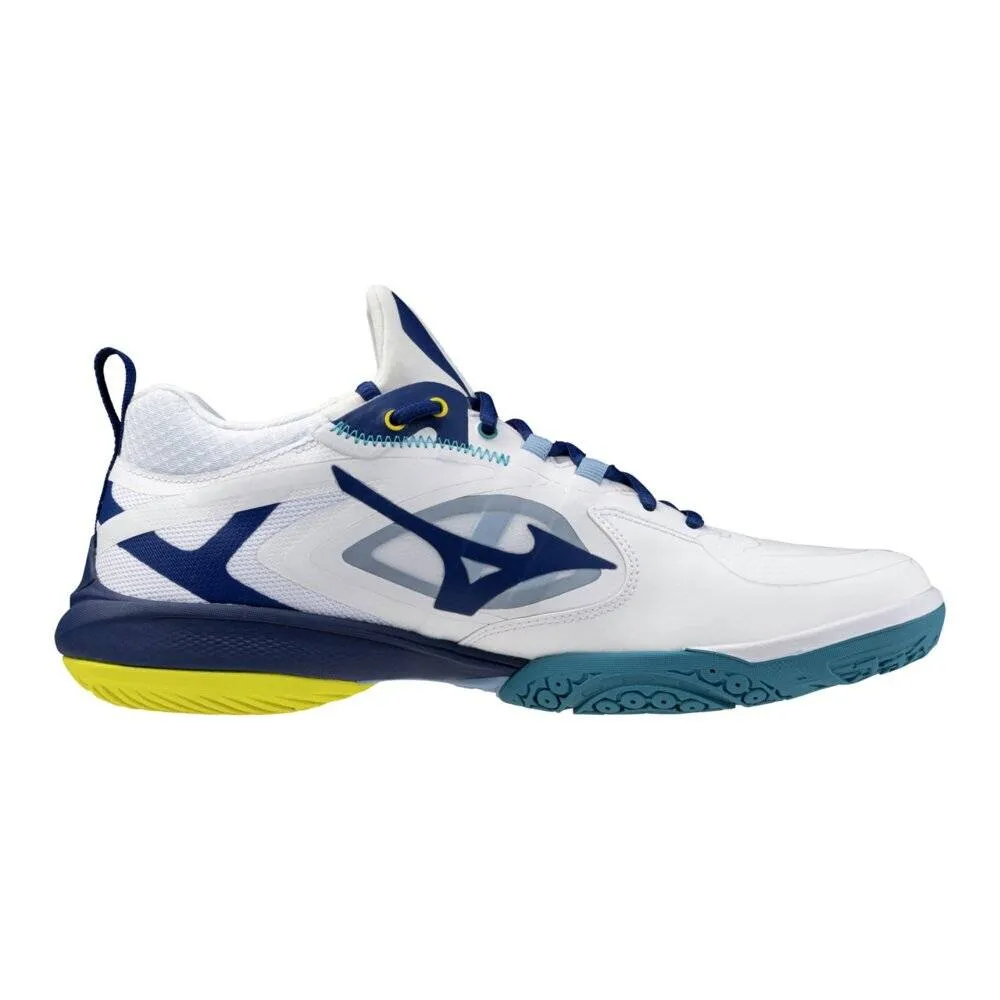Mizuno Wave Claw Neo 3 2025 Unisex Badminton Shoes (White/Bellwether Blue/Cyber Yellow)