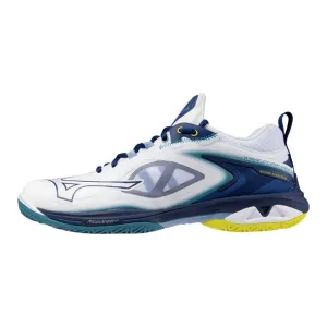 Mizuno Wave Claw Neo 3 2025 Unisex Badminton Shoes (White/Bellwether Blue/Cyber Yellow)