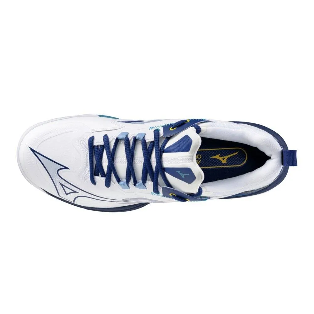 Mizuno Wave Claw Neo 3 2025 Unisex Badminton Shoes (White/Bellwether Blue/Cyber Yellow)