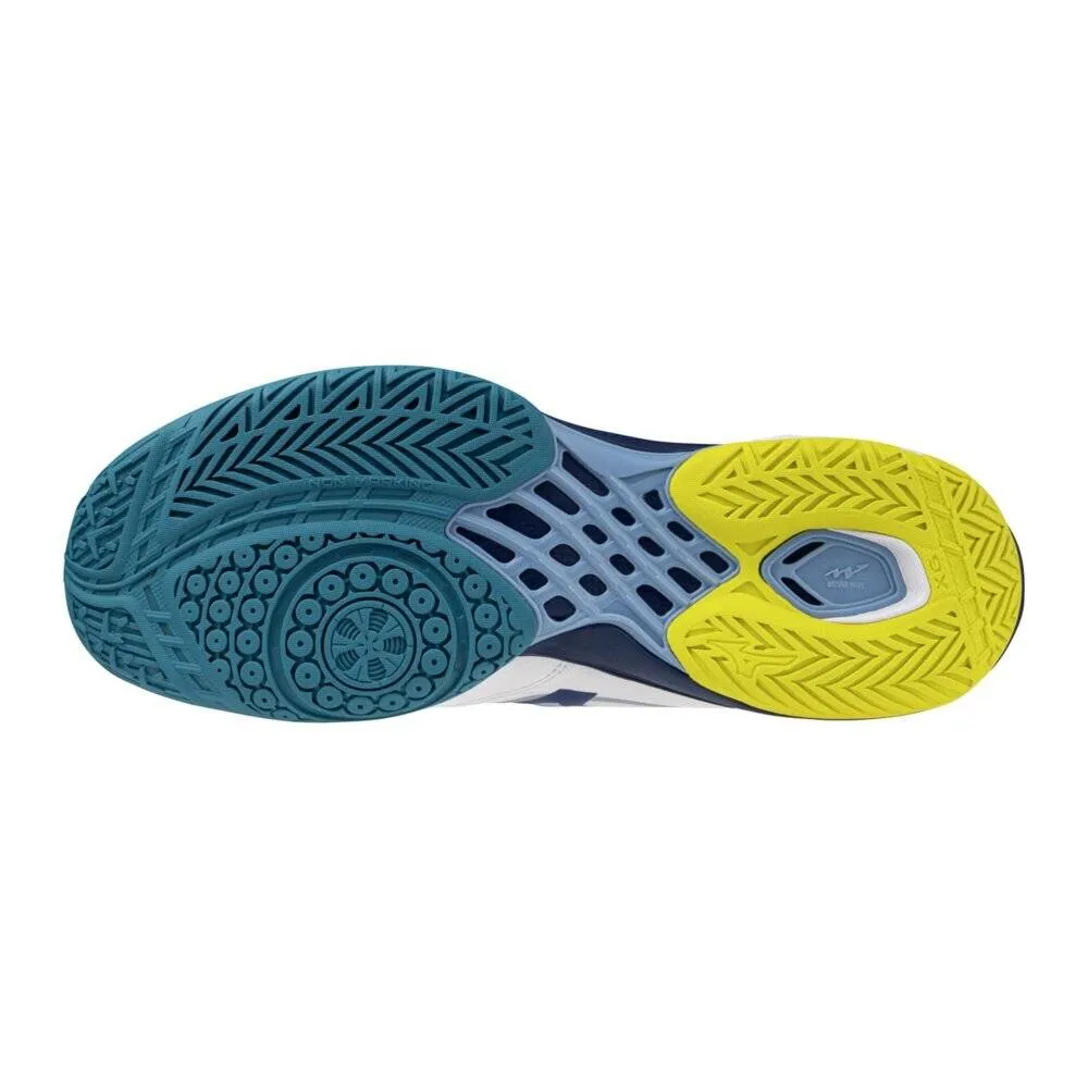Mizuno Wave Claw Neo 3 2025 Unisex Badminton Shoes (White/Bellwether Blue/Cyber Yellow)