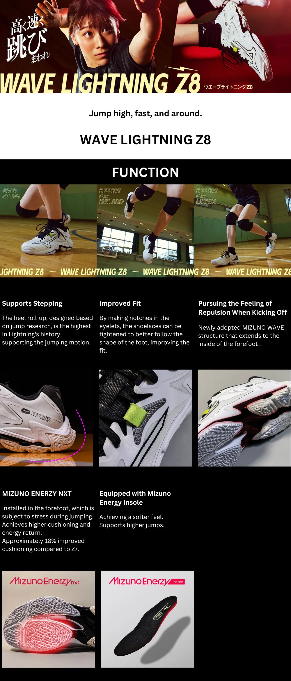 Mizuno Wave Lightning Z8 Unisex Volleyball Shoes (Neo Lime/Black/Splish Splash)