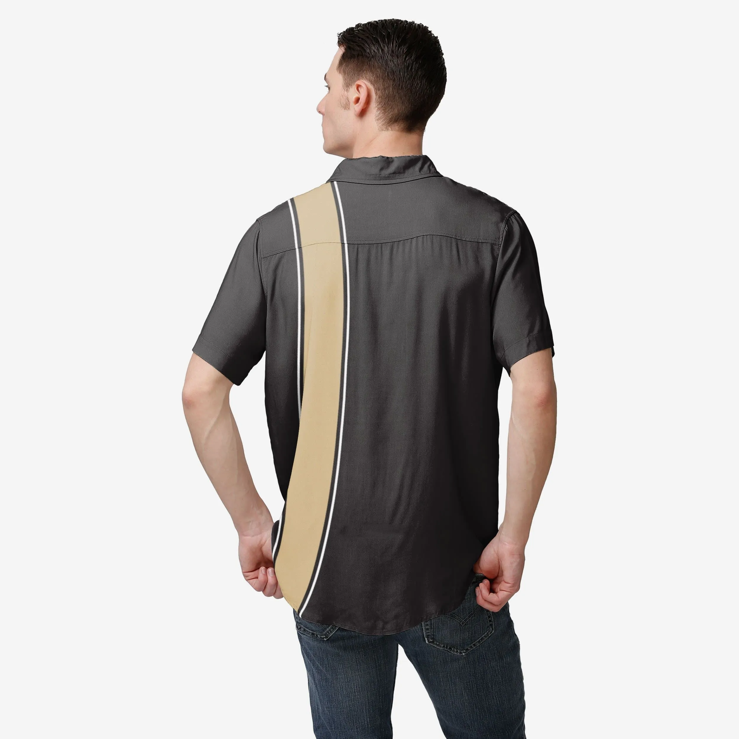 New Orleans Saints Bowling Stripe Button Up Shirt
