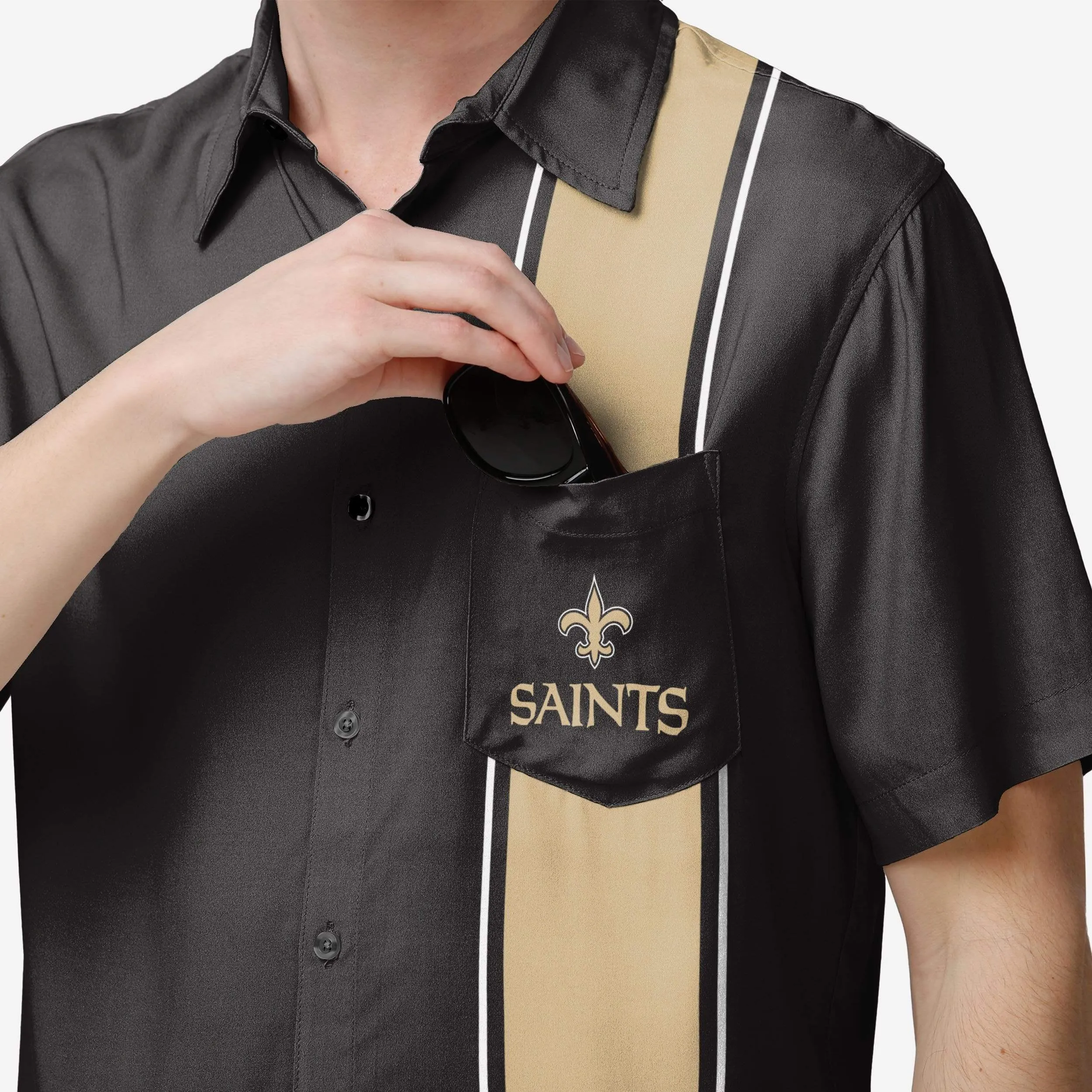New Orleans Saints Bowling Stripe Button Up Shirt