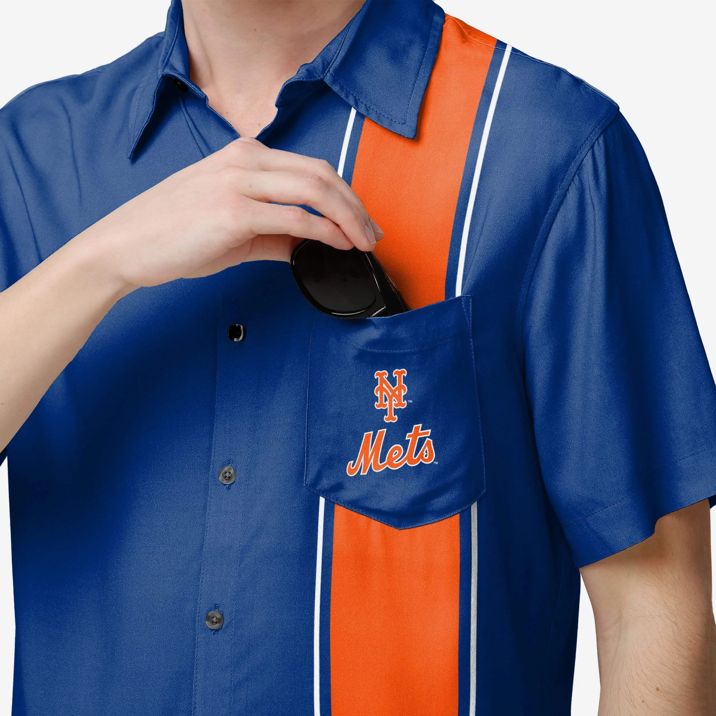 New York Mets Bowling Stripe Button Up Shirt
