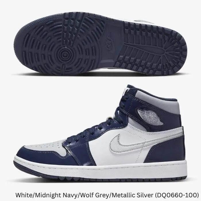 Nike Air Jordan 1 High G Golf Shoes 9.0 White/Midnight Navy/Wolf Grey/M M