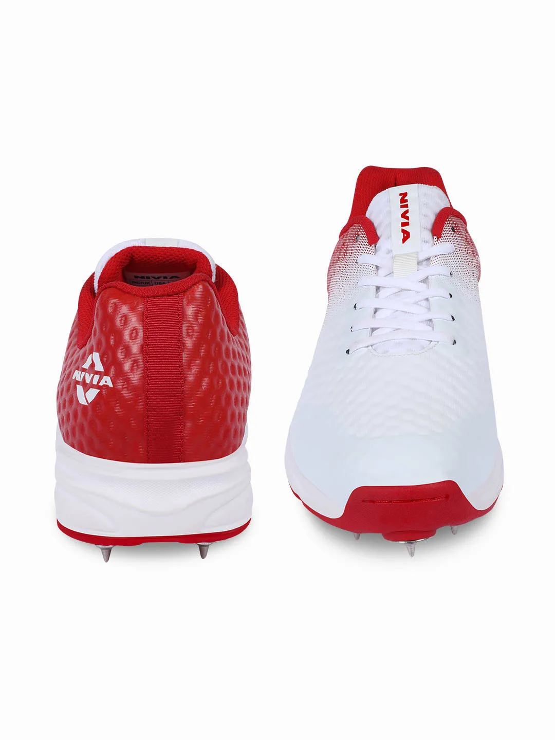 NIVIA crick-1000 (Bowling) Cricket Shoes for Men (White/Red)