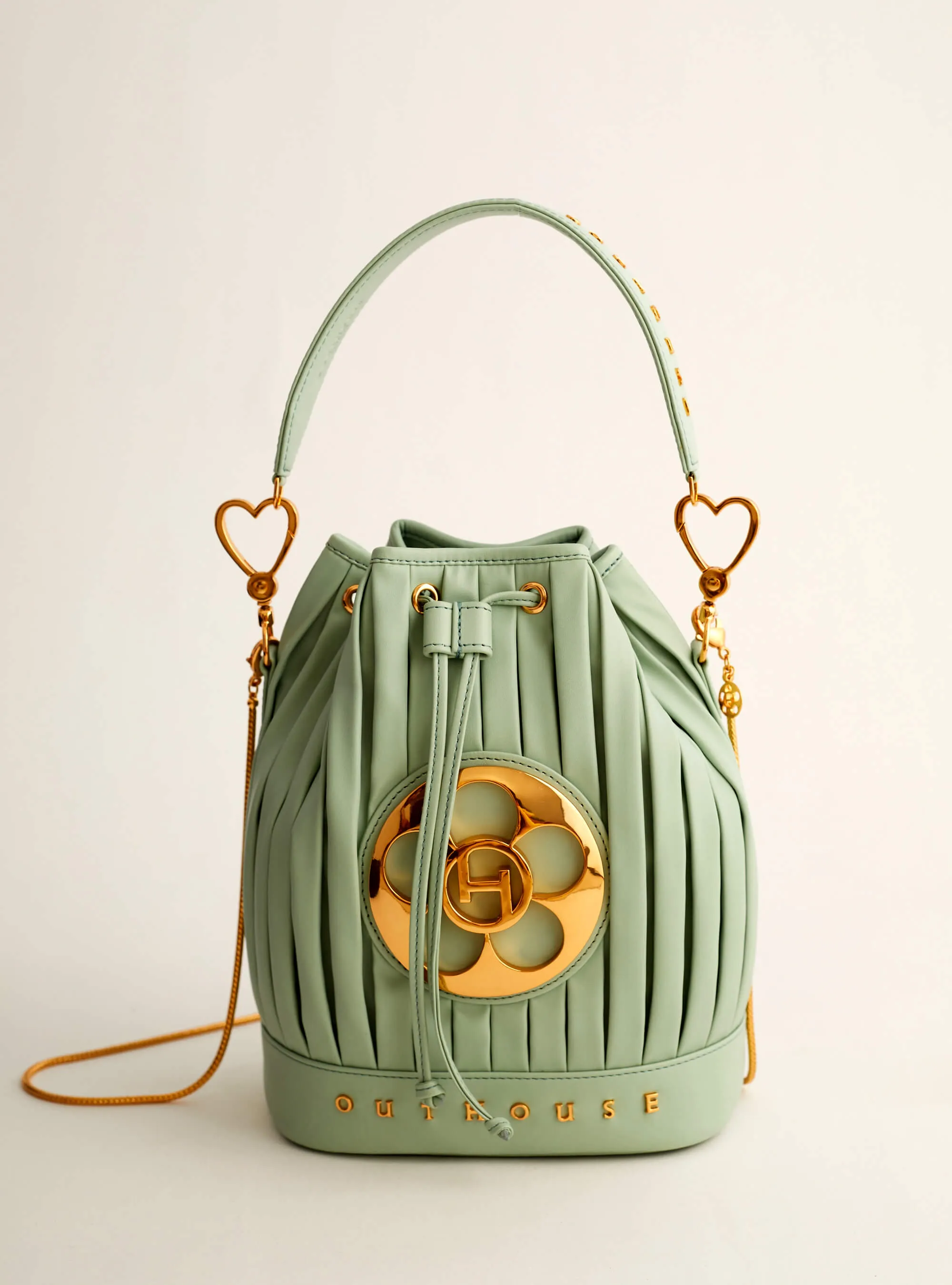 Outhouse   I   Oh Poppi Everlane Bucket Bag in Macaron Green Vegan Leather Accessories OHBG21BB021