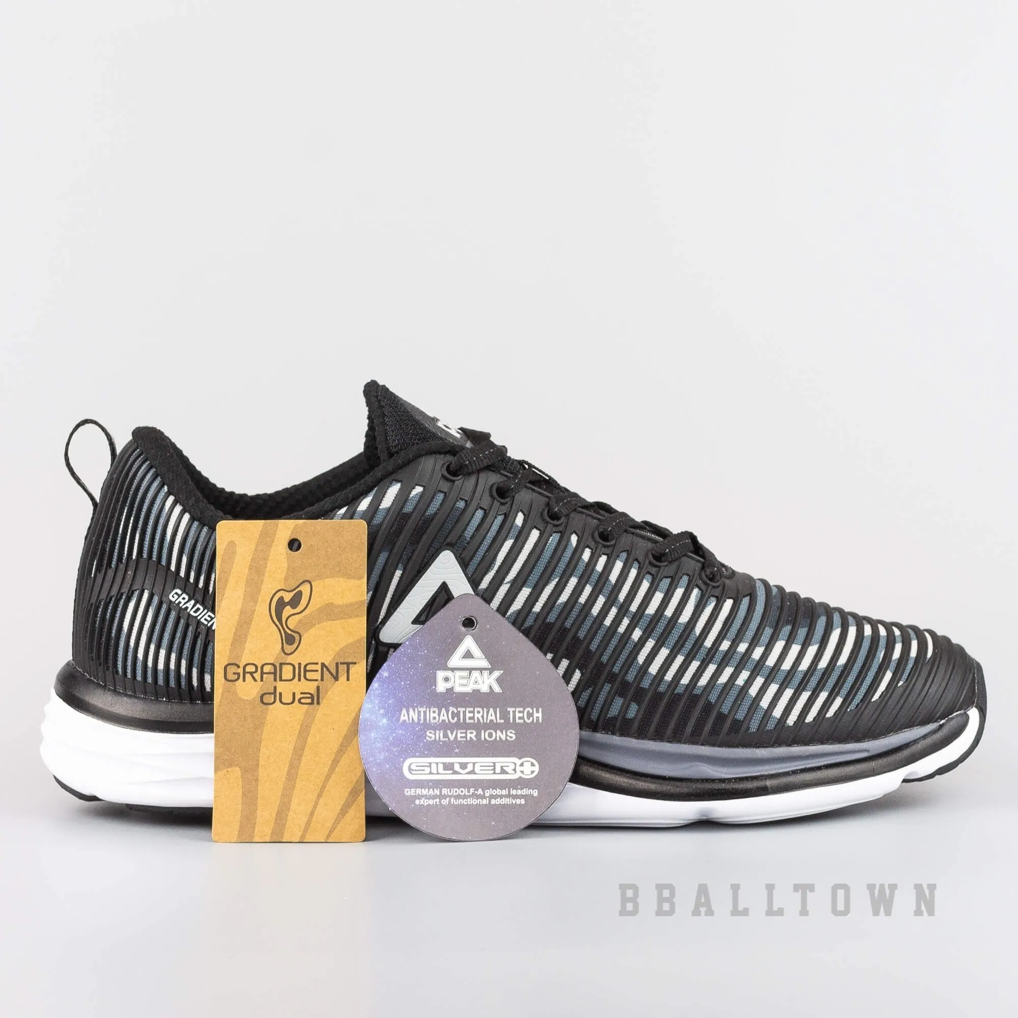 PEAK CUSHION RUNNING SHOES BLACK/GREY - EW74028H