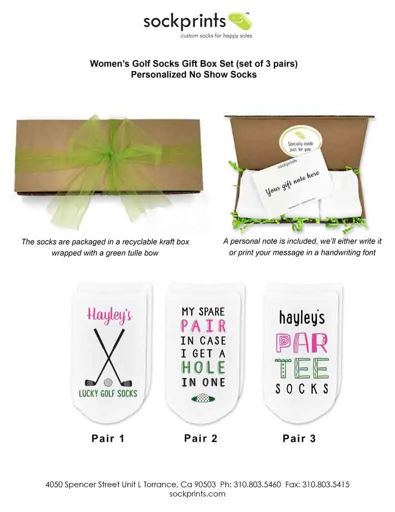 Personalized Golf Socks Gift Box – Custom Golf Gift for Women