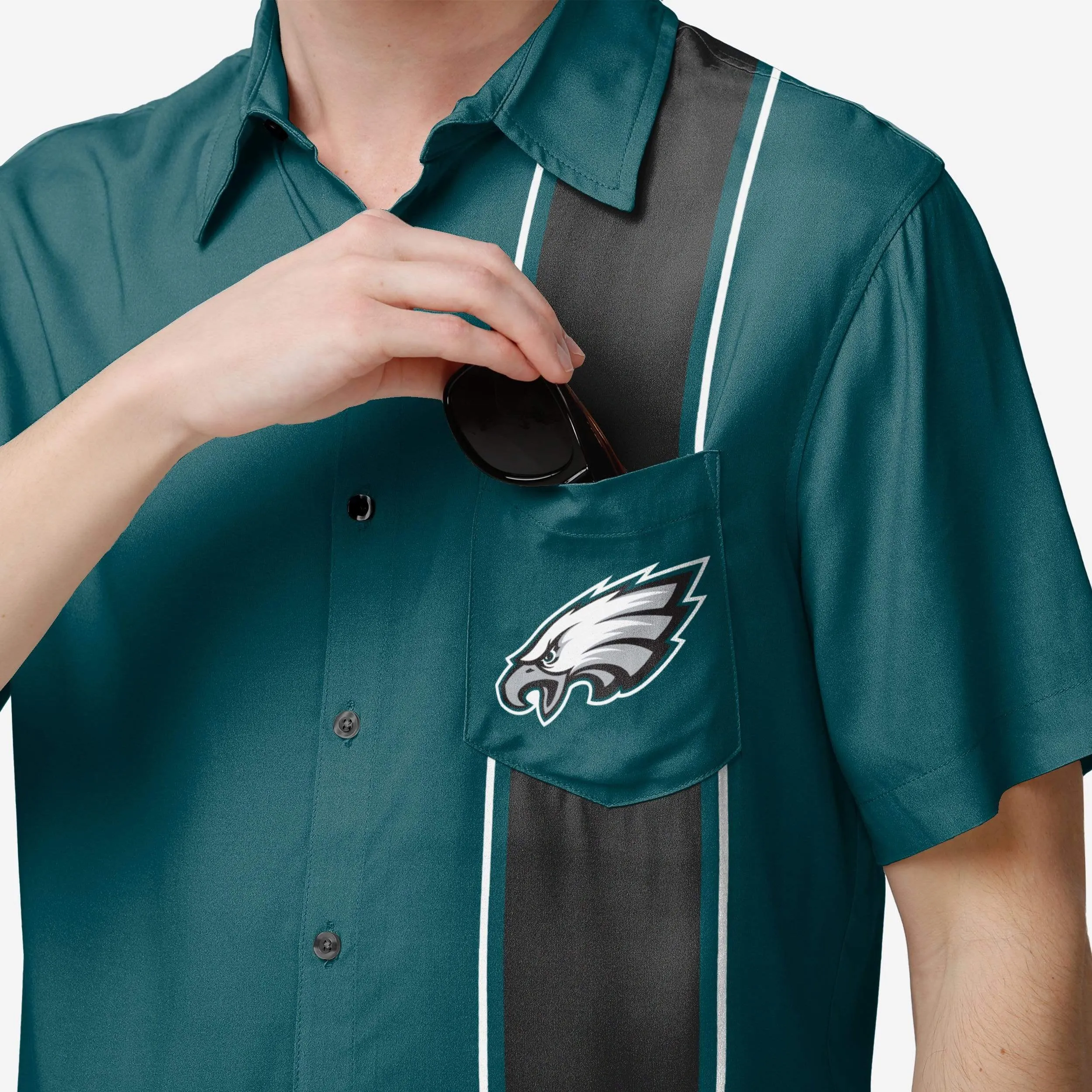 Philadelphia Eagles Bowling Stripe Button Up Shirt