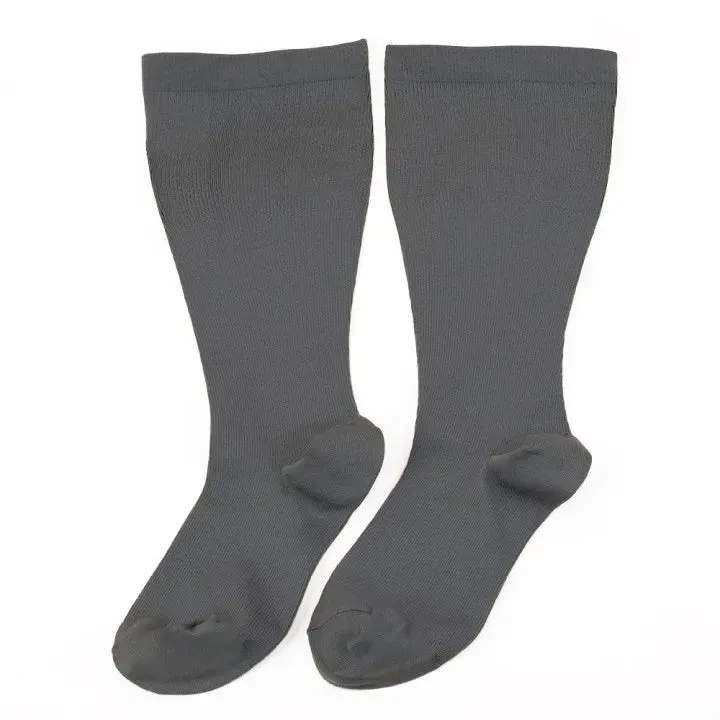 Premium Plus Size Compression Socks for Women & Men – 20-30mmHg Graduated Support – Open Toe, Toeless, Wide Calf – Medical & Travel