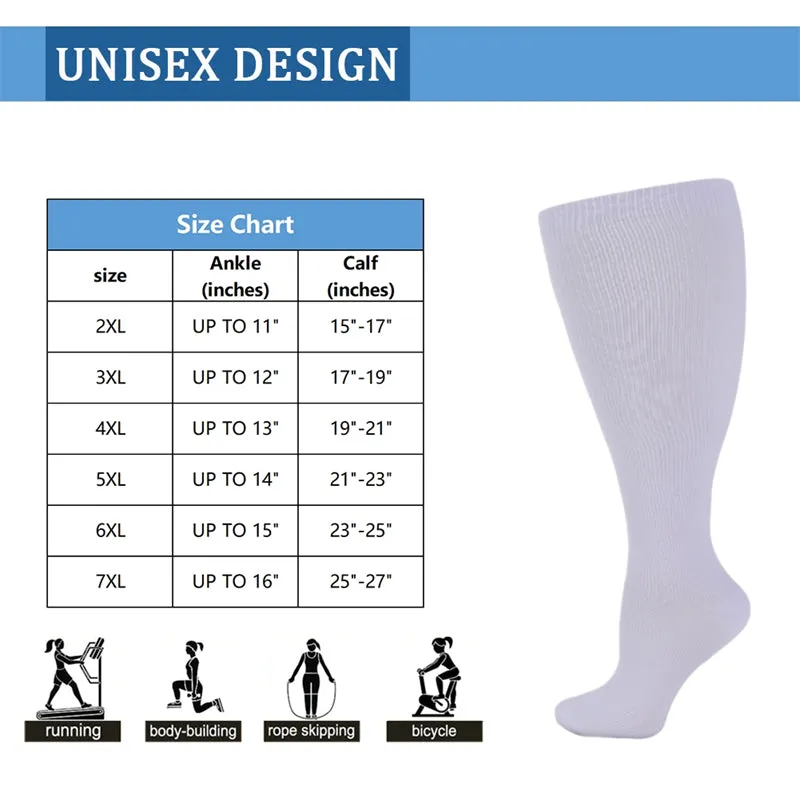 Premium Plus Size Compression Socks for Women & Men – 20-30mmHg Graduated Support – Open Toe, Toeless, Wide Calf – Medical & Travel
