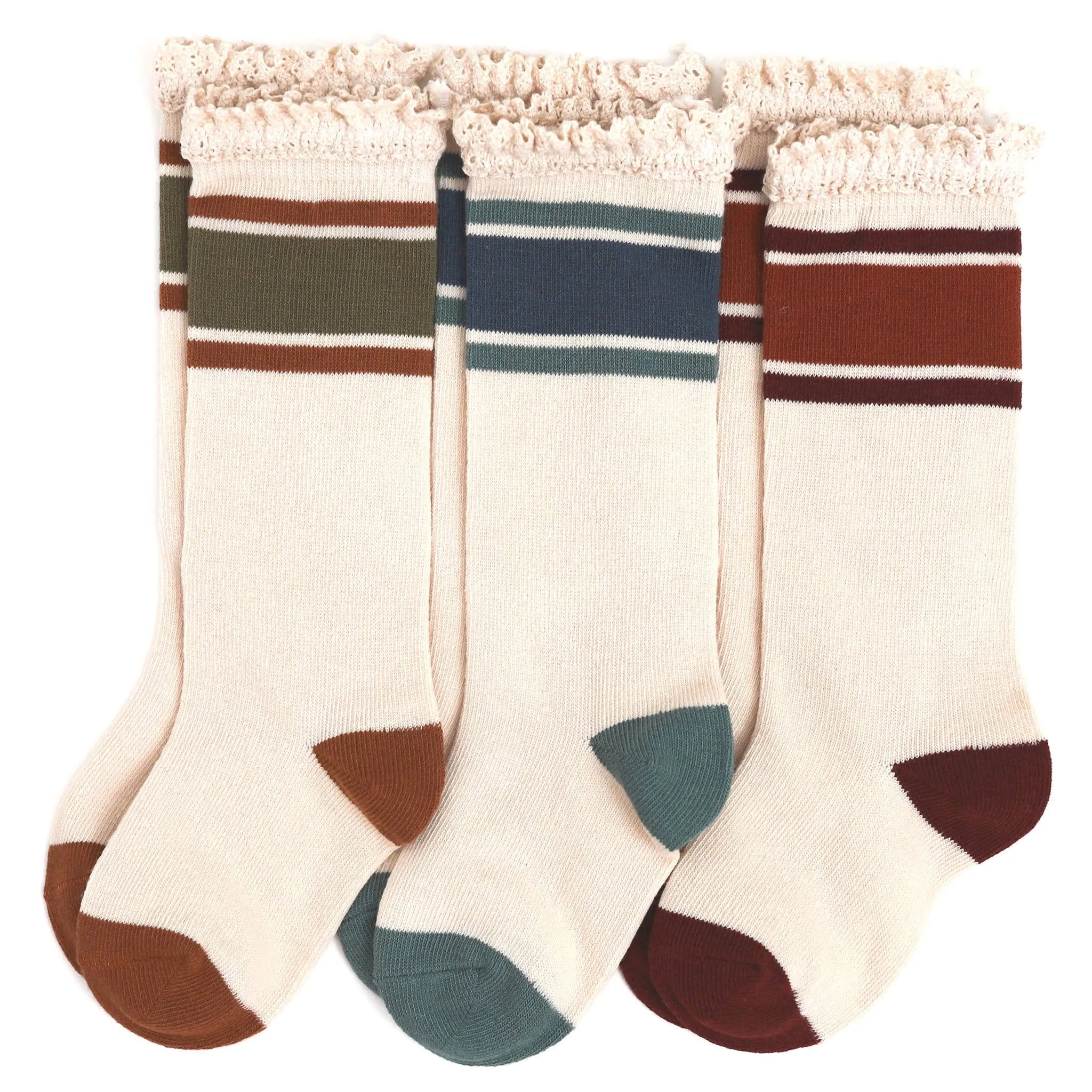 Rugby Stripe Knee High Socks 3-Pack || Little Stocking Co