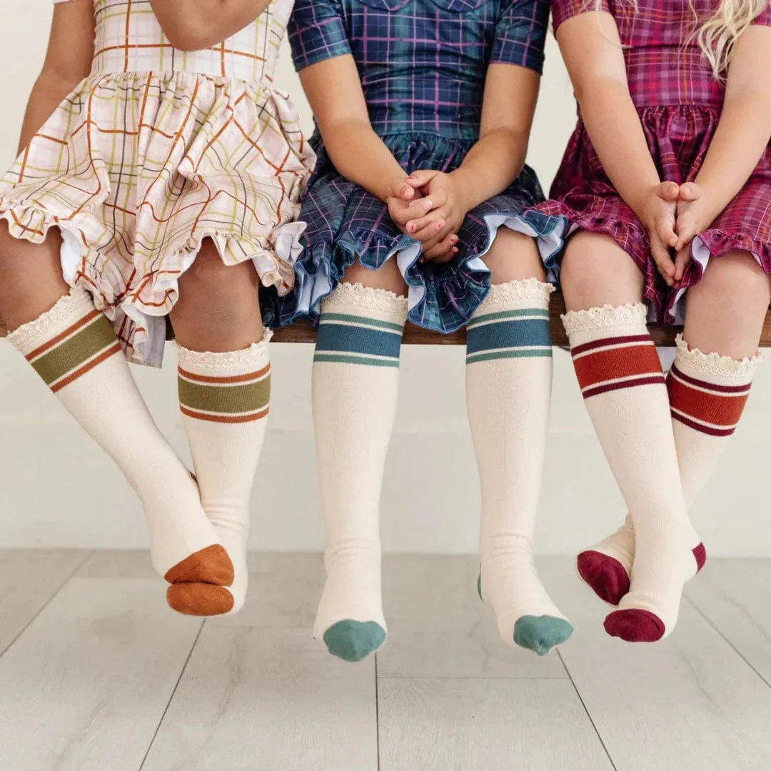 Rugby Stripe Knee High Socks 3-Pack || Little Stocking Co