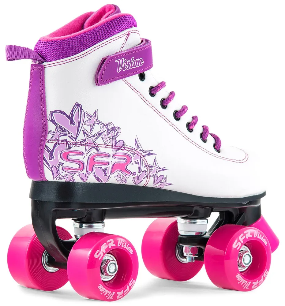 SFR Vision II Kids Quad Roller Skates - White Purple Pink