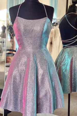 Sparkle Criss Cross Short  Prom Dress A Line Homecoming Dress HD0100