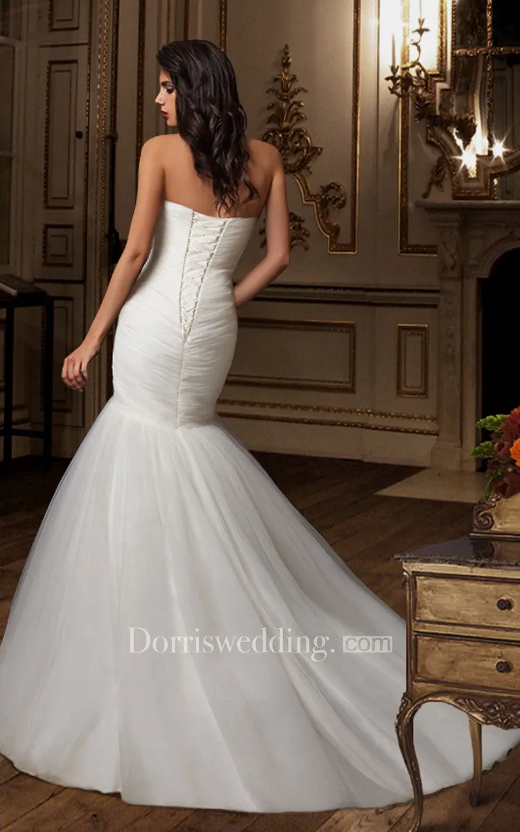 Sweetheart Criss-cross Ruching Mermaid Wedding Dress With Lace-up Back