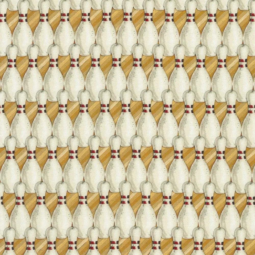 Tenpin Alley by Robert Kaufman BOWLING PIN STRIPE/RETRO