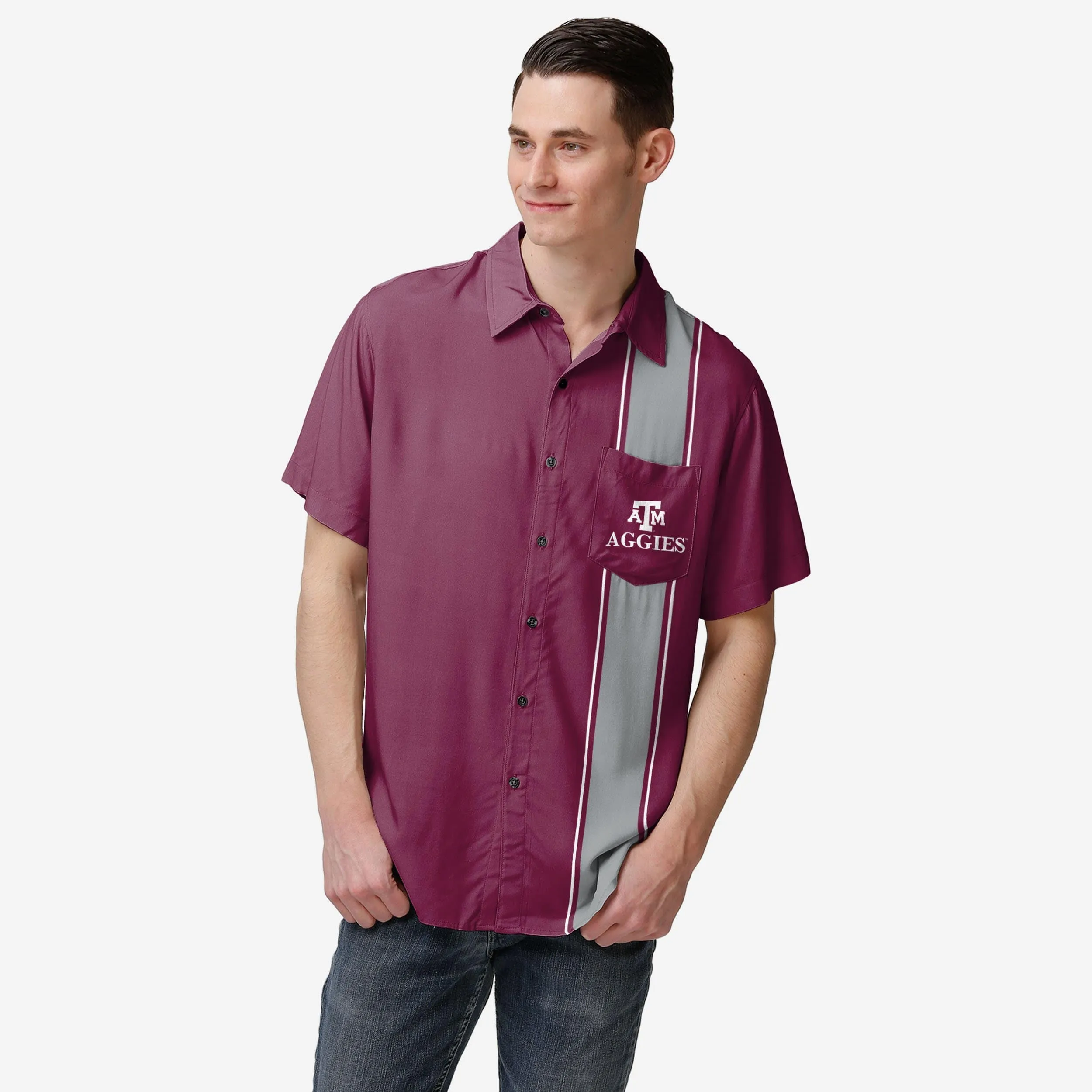 Texas A&M Aggies Bowling Stripe Button Up Shirt