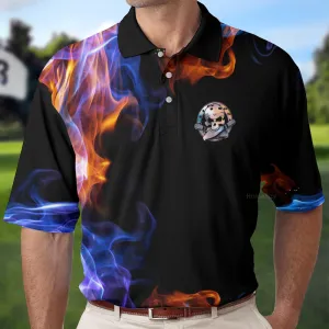 There Is No Crying In Bowling Just Lots Of Swearing Bowling Polo Shirt, Cool Flame Pattern Bowling Shirt Design