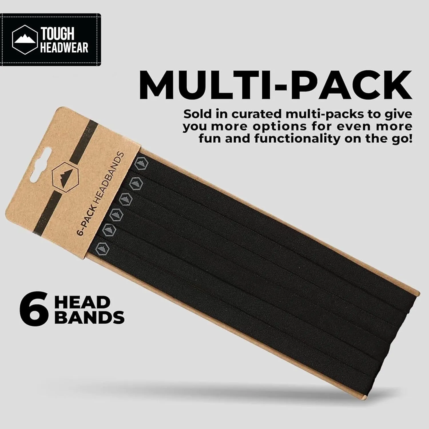 Thin Elastic Sports Headbands for Women & Men, Workout, Running, Soccer Headband - 6 Black