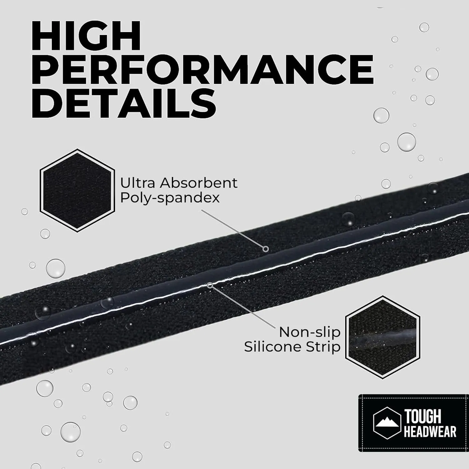 Thin Elastic Sports Headbands for Women & Men, Workout, Running, Soccer Headband - 6 Black