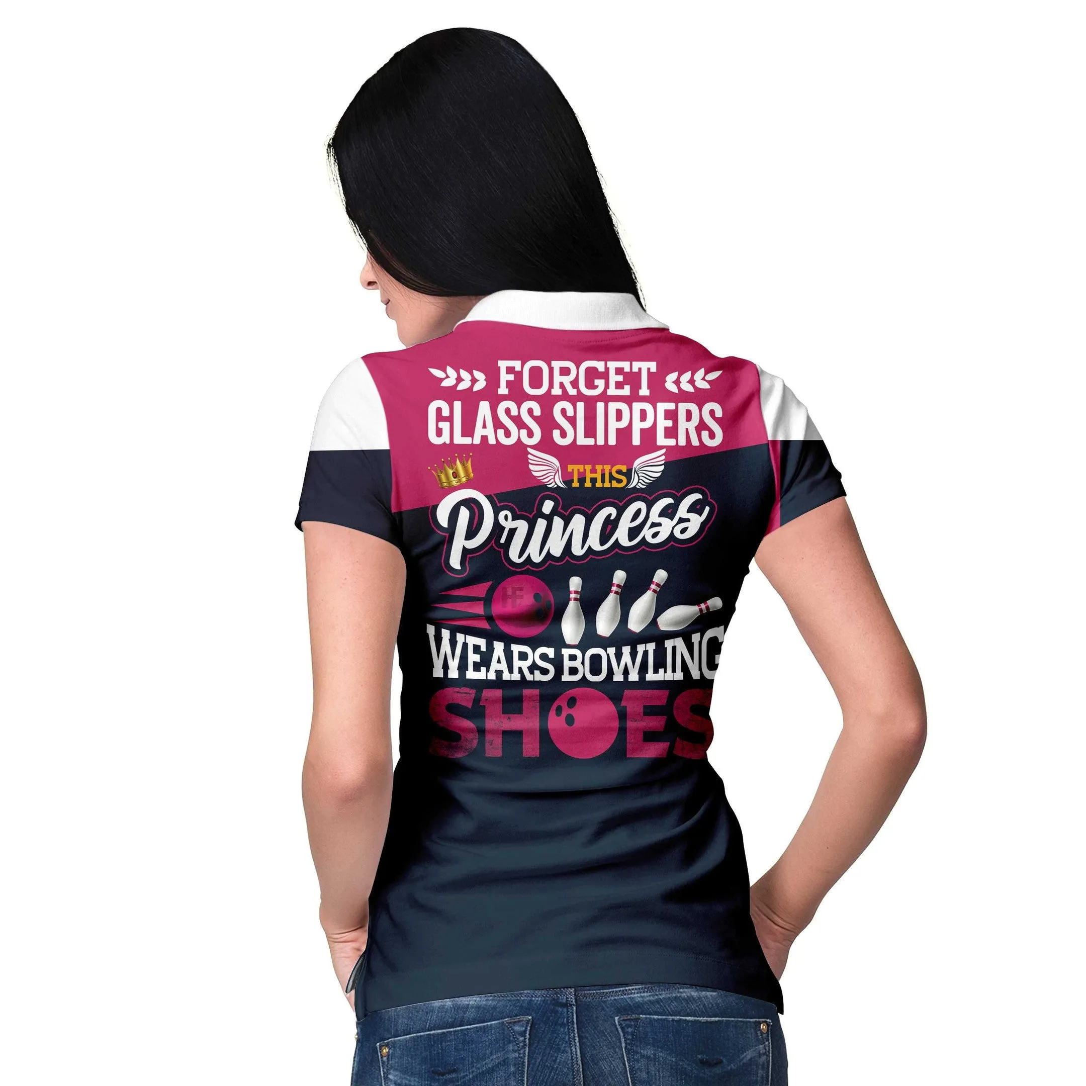 This Princess Wears Bowling Shoes Womens Bowling Shirt, Short Sleeve Women Polo Shirt