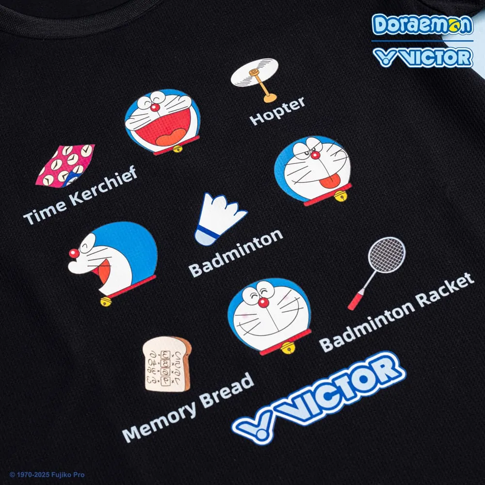 Victor X Doraemon T-503JRDRM-C Junior T-Shirt [Black]